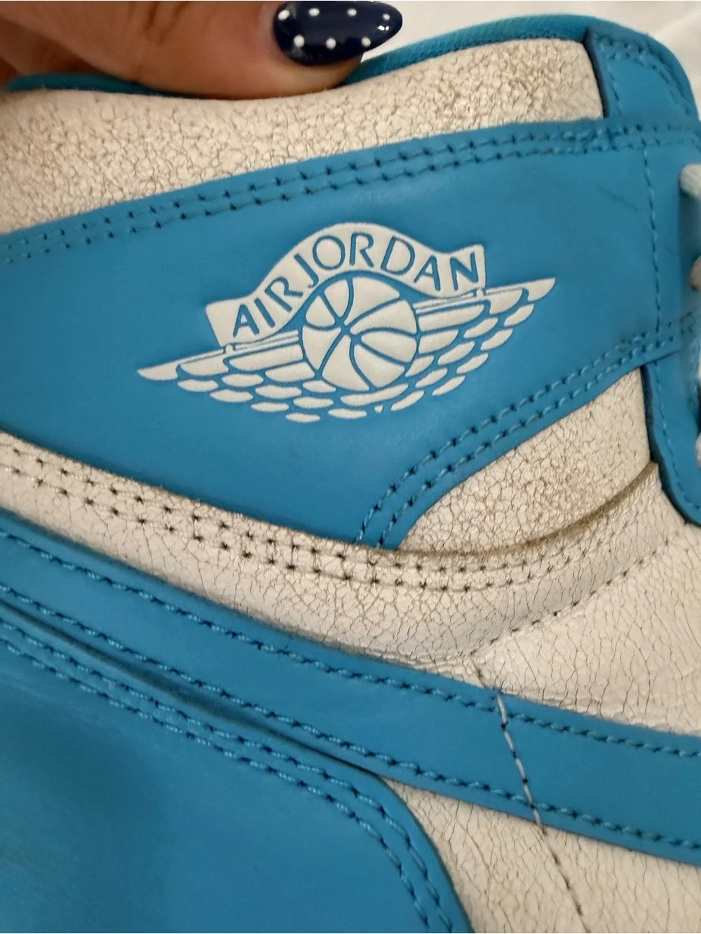 Jordan High-Top Sneakers in White and Bright Blue